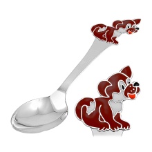 Kids' Silver Tableware. Antimicrobial 925/999 Silver, Hot Enamel. Baby  Silver Spoon with a Girl in Red