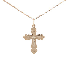 Russian Passion Cross. Certified 585 (14kt) Rose and White Gold