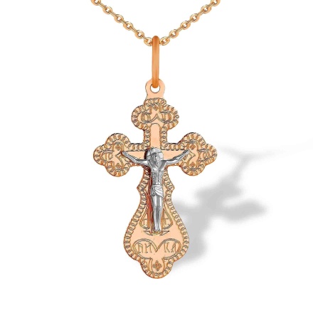 2-tone gold Russian cross pendant