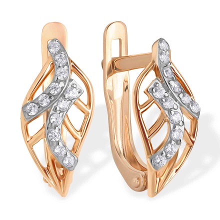9K yellow gold earrings - hoops with a hanging pendant with a ring, petals  and zircons | Jewelry Eshop