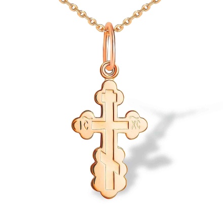 Orthodox cross-in-cross pendant in 14K rose gold | Golden Flamingo