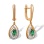 Festive Dangle Emerald and Diamond Earrings. Hypoallergenic Cadmium-free 585 (14K) Rose Gold