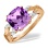 Neoclassical Ring with Amethyst and Diamonds. Hypoallergenic 585 Rose Gold, Rhodium Detailing