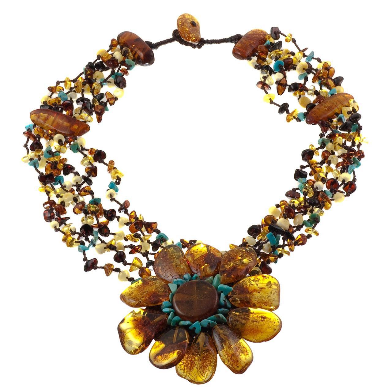 Baltic Amber Necklaces, Bracelets, Earrings | Lithuanian amber flower ...