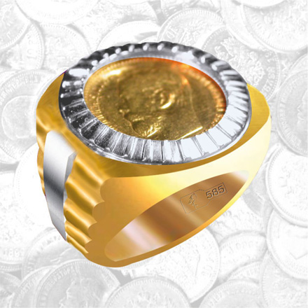 Ruble coin Rolex pattern ring | Golden Flamingo