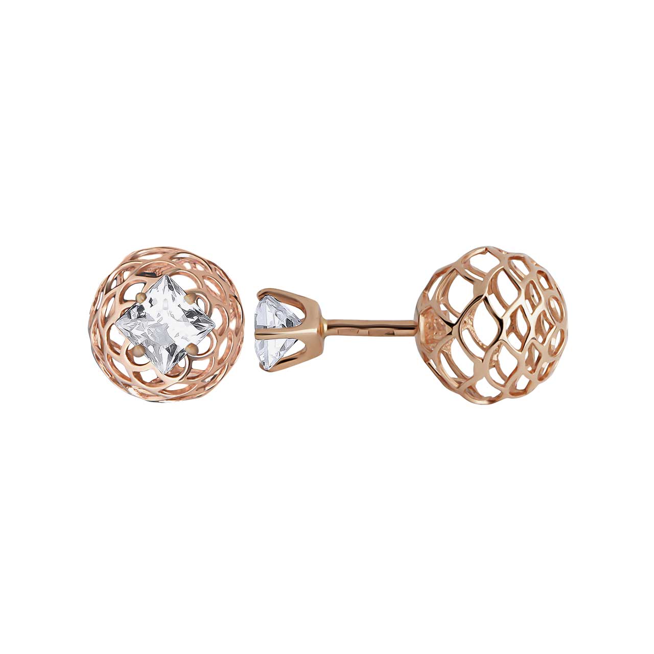 Medium Sphere Post Earrings Rose Gold