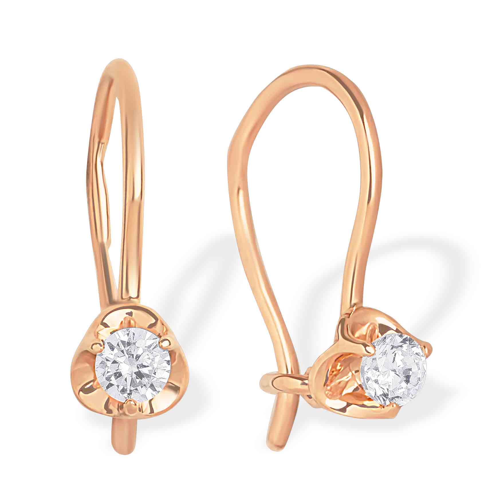 Girl's rose gold earrings