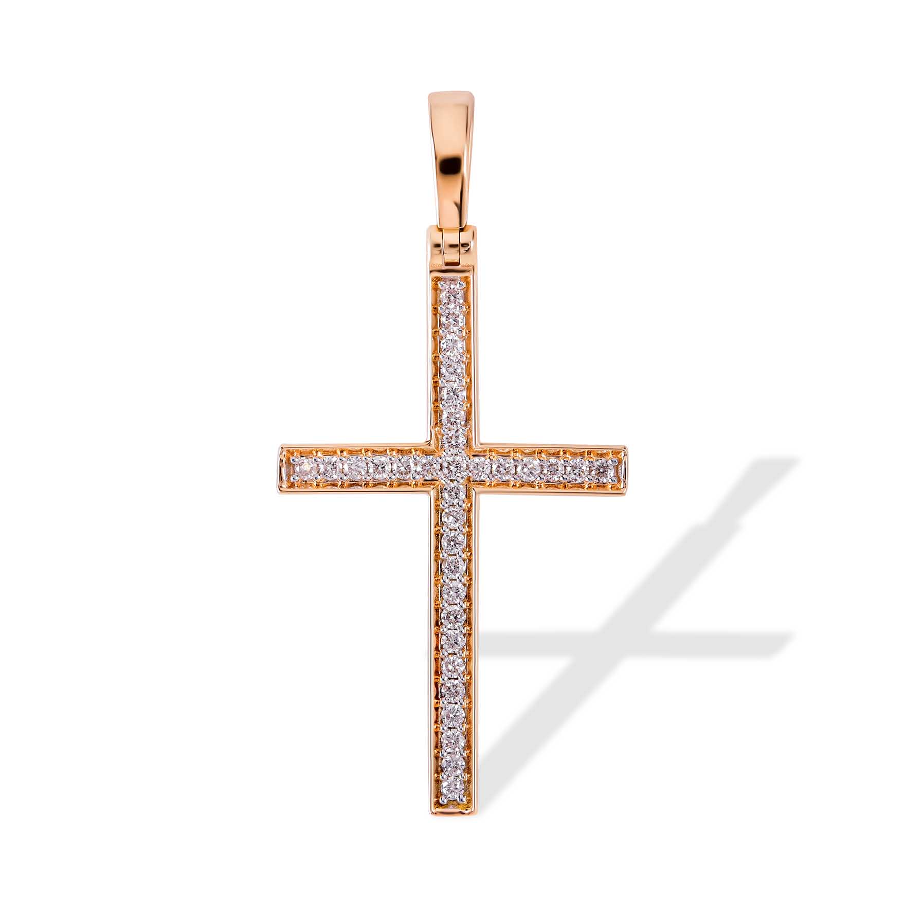 Tiny diamond cross pendant in 14K rose gold | Golden Flamingo