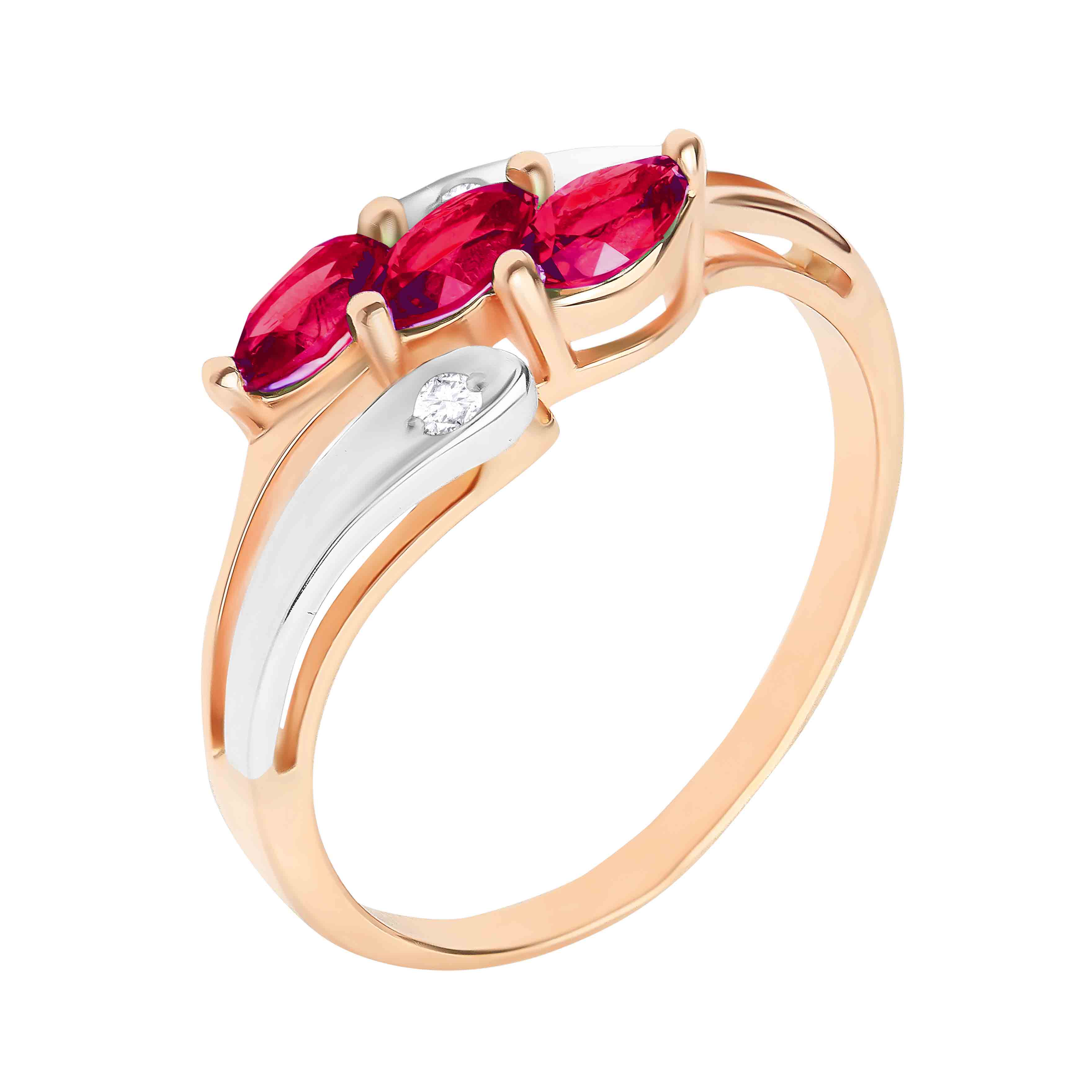 3 marquise rubies ring | Golden Flamingo