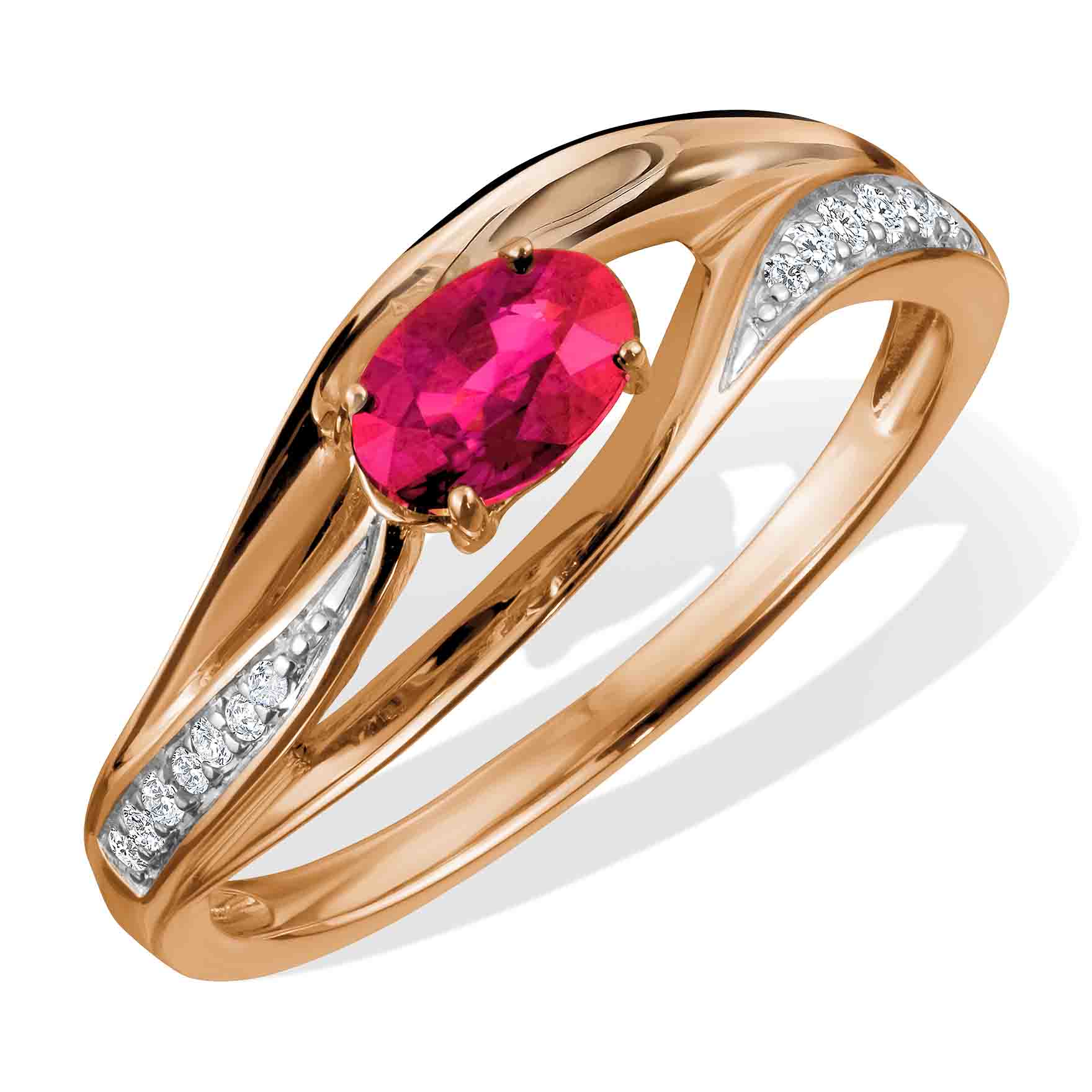 14K rose gold ring with 0.075ct diamonds and 0.55ct ruby Golden Flamingo